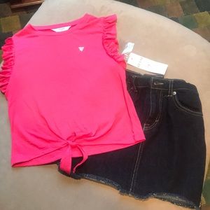 Guess shirt with jean skirt